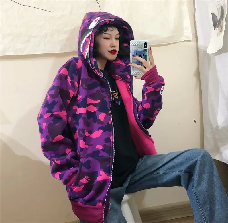 Women Shark Camouflage Hooded Sweatshirt Autumn Winter — feature 17