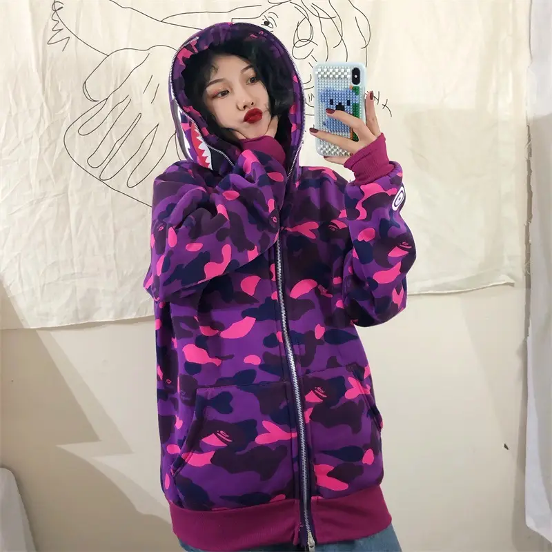 Women Shark Camouflage Hooded Sweatshirt Autumn Winter — feature 19