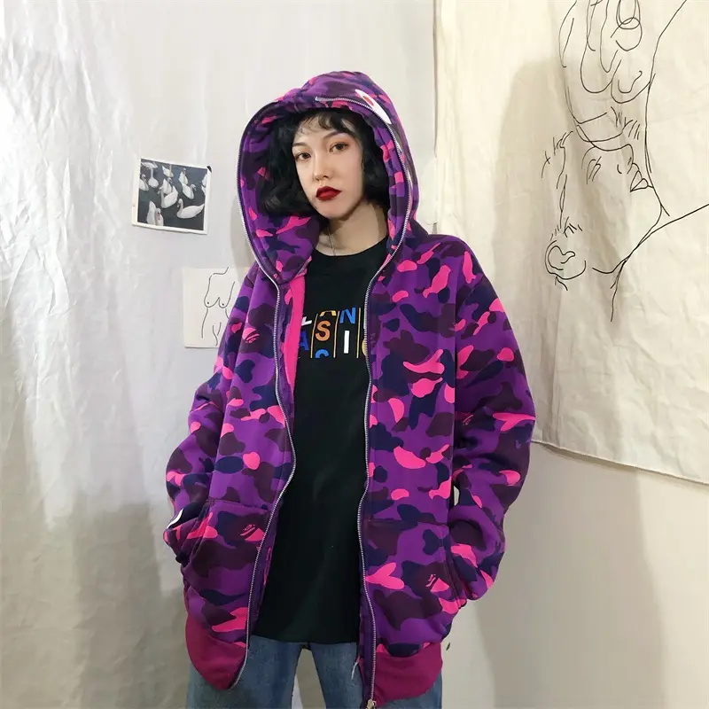 Women Shark Camouflage Hooded Sweatshirt Autumn Winter — feature 20