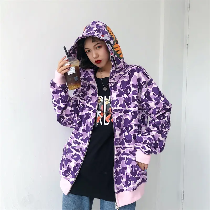 Women Shark Camouflage Hooded Sweatshirt Autumn Winter — feature 35