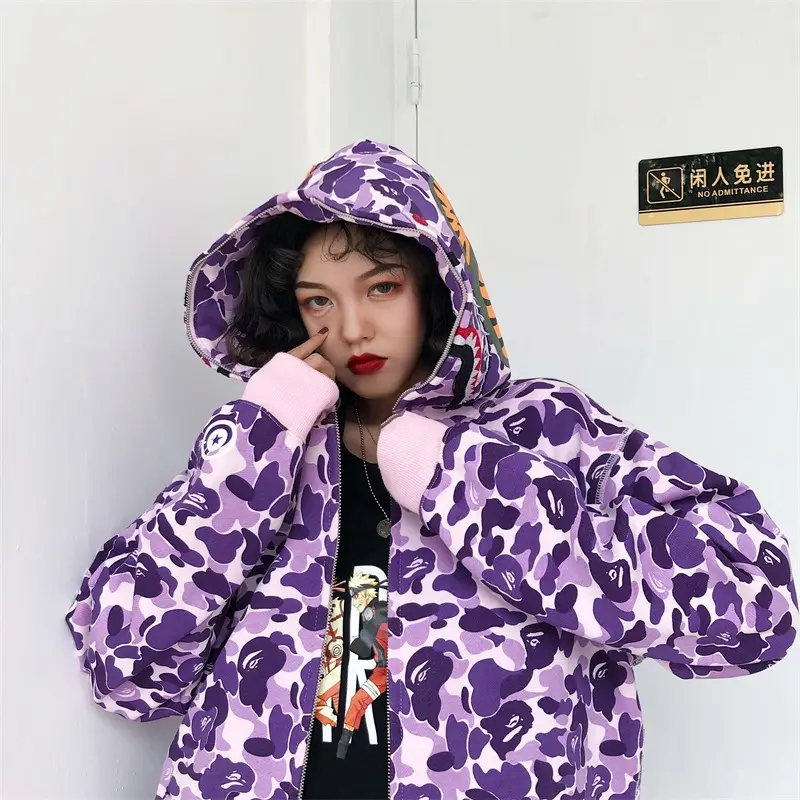 Women Shark Camouflage Hooded Sweatshirt Autumn Winter — feature 36