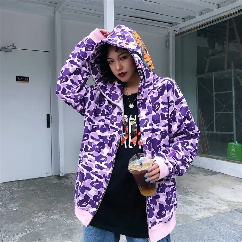 Women Shark Camouflage Hooded Sweatshirt Autumn Winter — feature 38