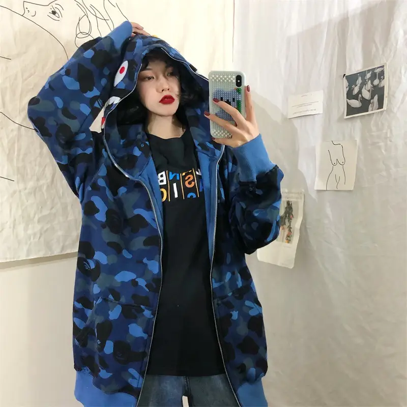 Women Shark Camouflage Hooded Sweatshirt Autumn Winter — feature 4