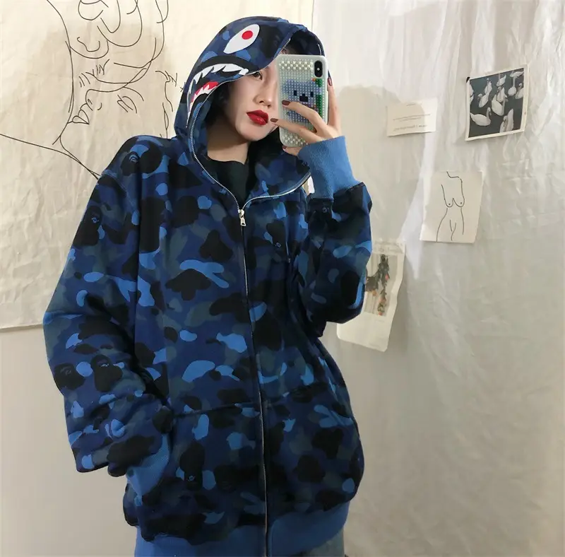 Women Shark Camouflage Hooded Sweatshirt Autumn Winter — feature 9