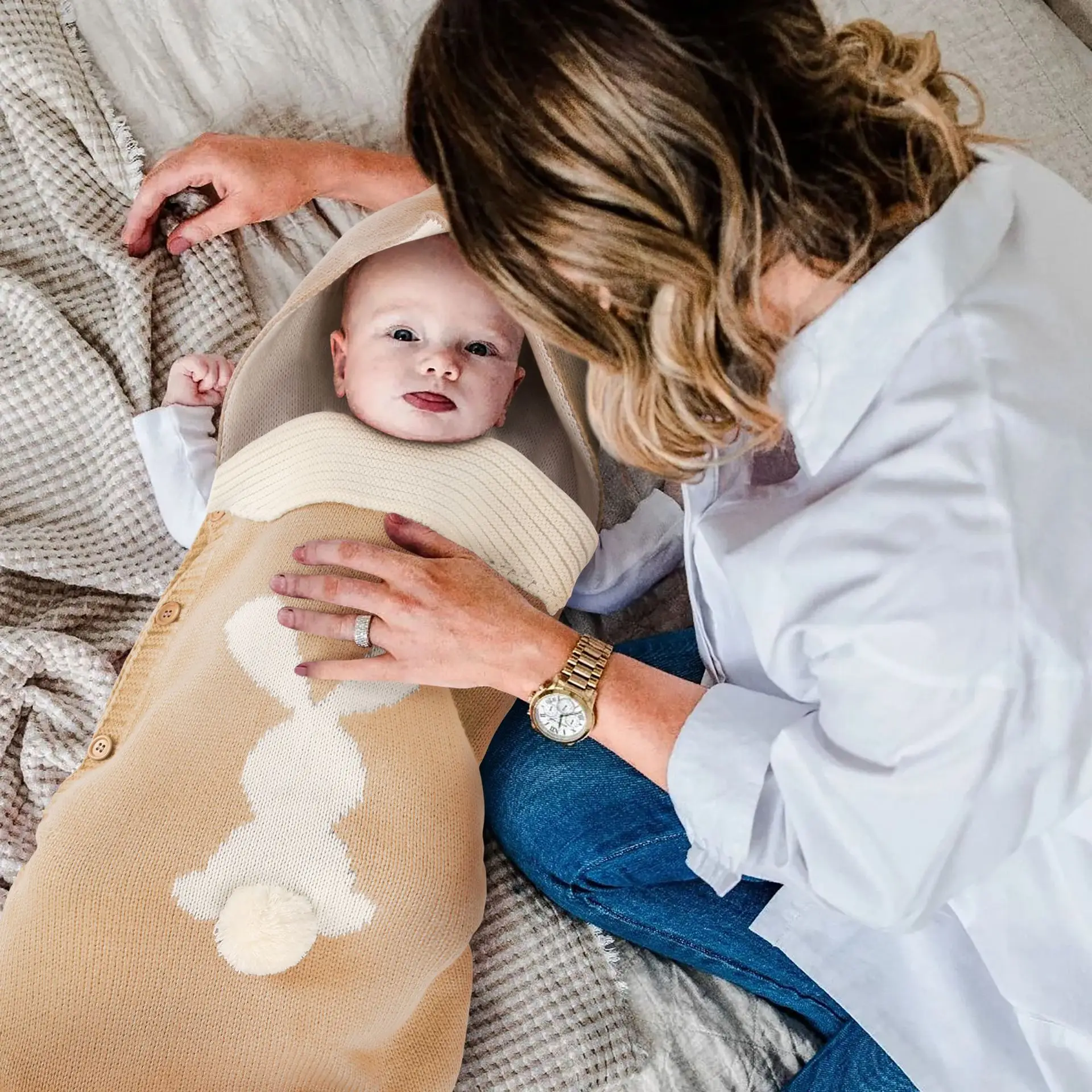 Rabbit Baby Sleeping Bag Plush Anti-Kick Quilt - Image 10
