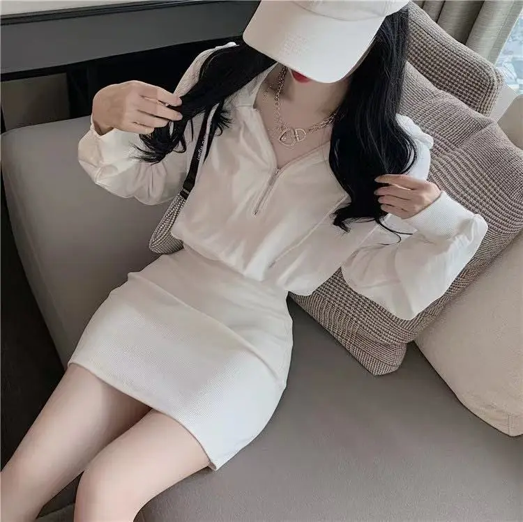 Black Long Sleeve Waist Hip Skirt for Women — feature 5