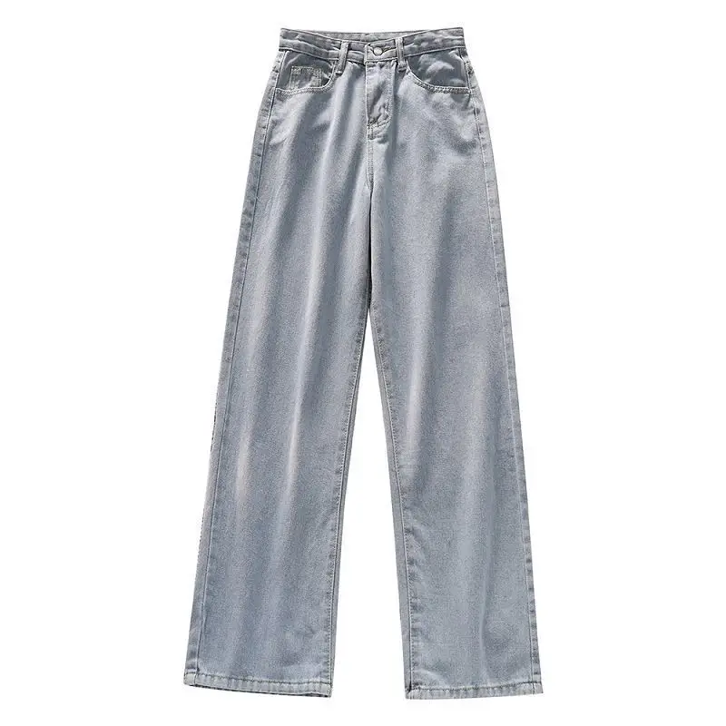 Women's Light Blue Wide Leg Jeans Autumn 2021 Slim Fit