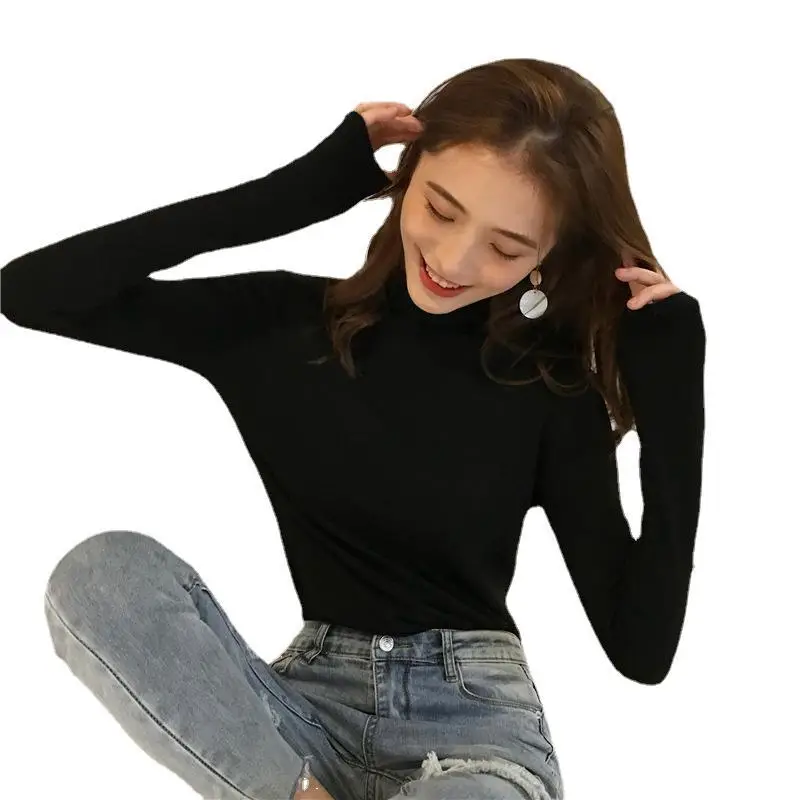 Women Black Knitted Collar Pullover Sweater 2023 Winter