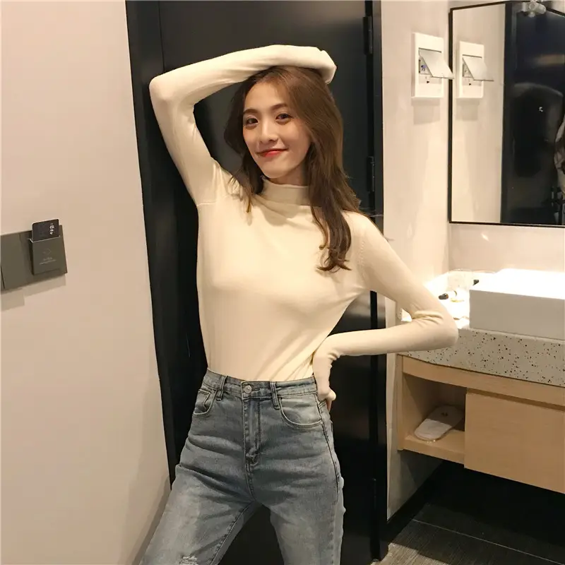 Women Black Knitted Collar Pullover Sweater 2023 Winter — feature 37