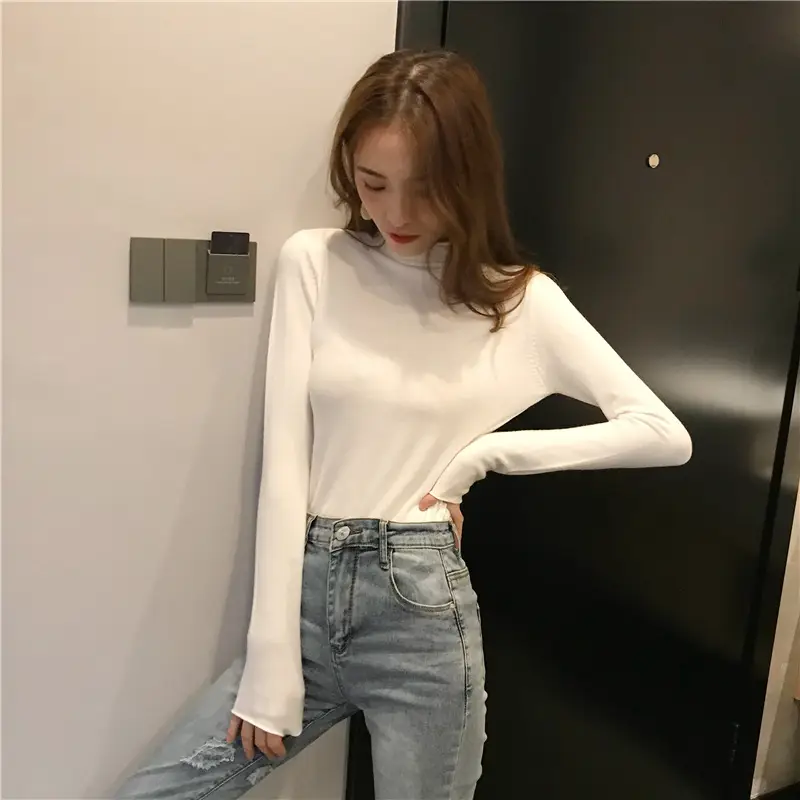 Women Black Knitted Collar Pullover Sweater 2023 Winter — feature 46