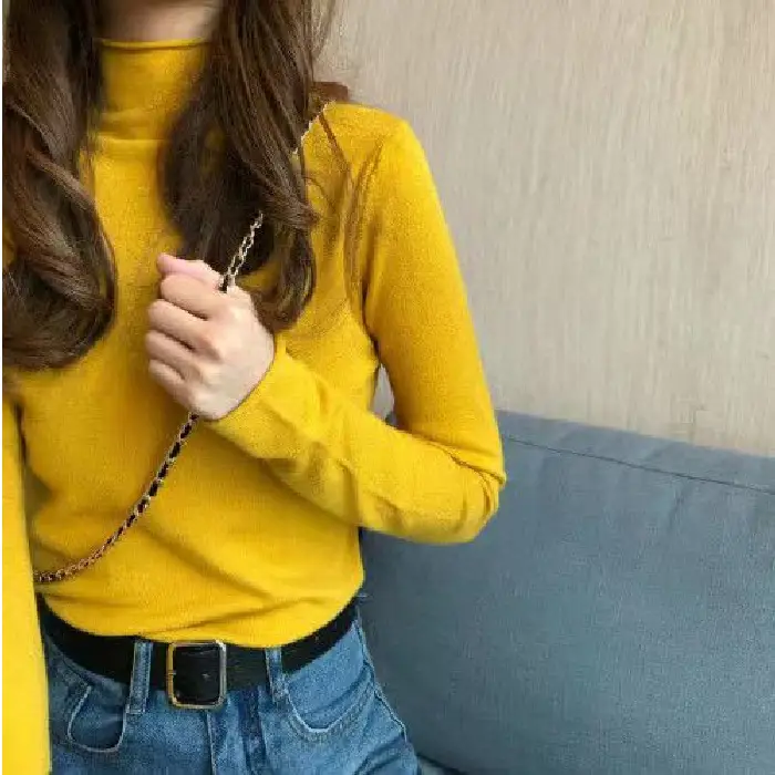 Women Black Knitted Collar Pullover Sweater 2023 Winter
