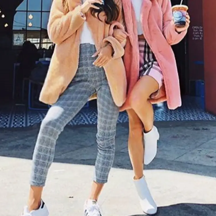 Women's 2023 Faux Fur Lapel Coat Tan Long Sleeve