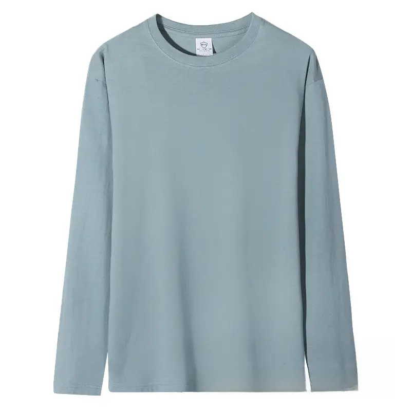 Men Long Sleeve Cotton T-Shirt Light Blue - Image 26