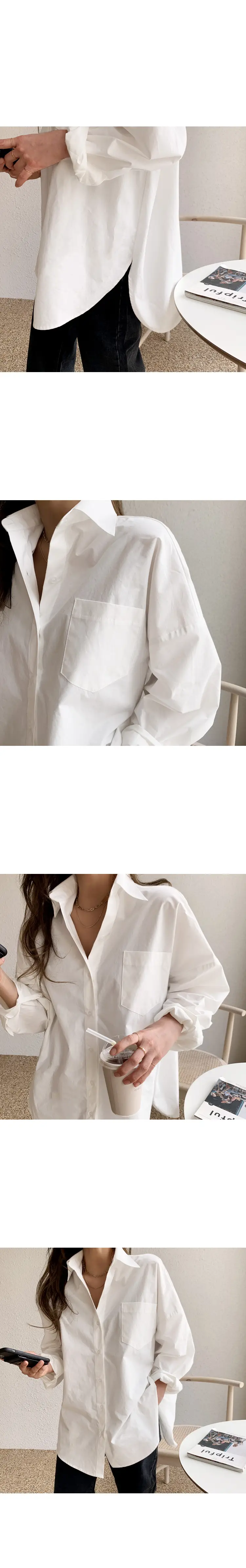 White Long Sleeve Shirt for Women Loose Fit 2026 Spring — feature 4
