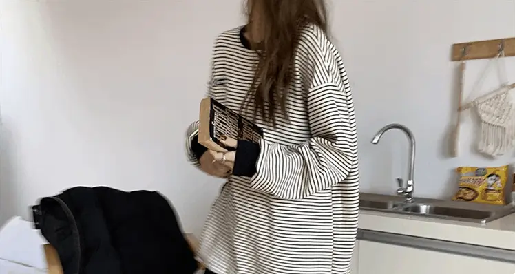 Women Striped Long Sleeve Sweatshirt 2026 Spring Autumn — feature 25