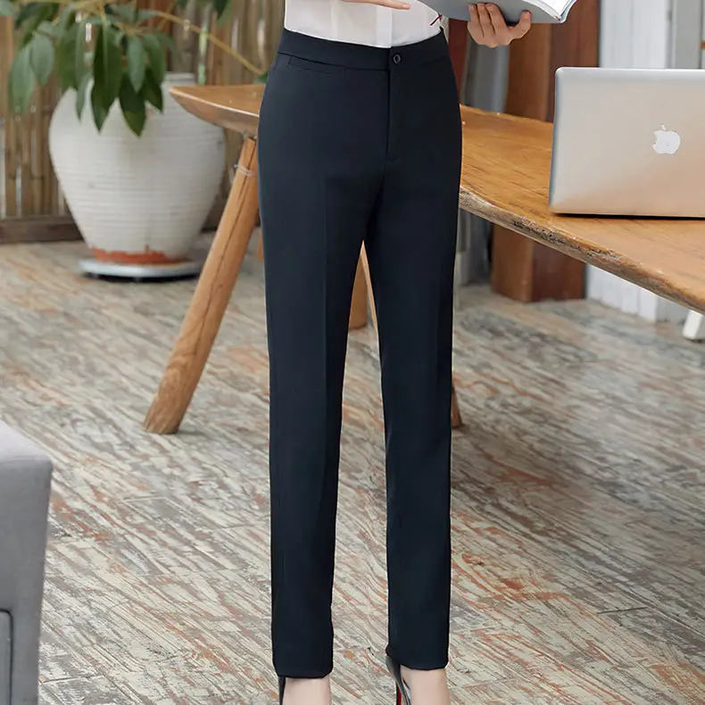Women Navy Blue Suit Summer Office Dress - Image 12