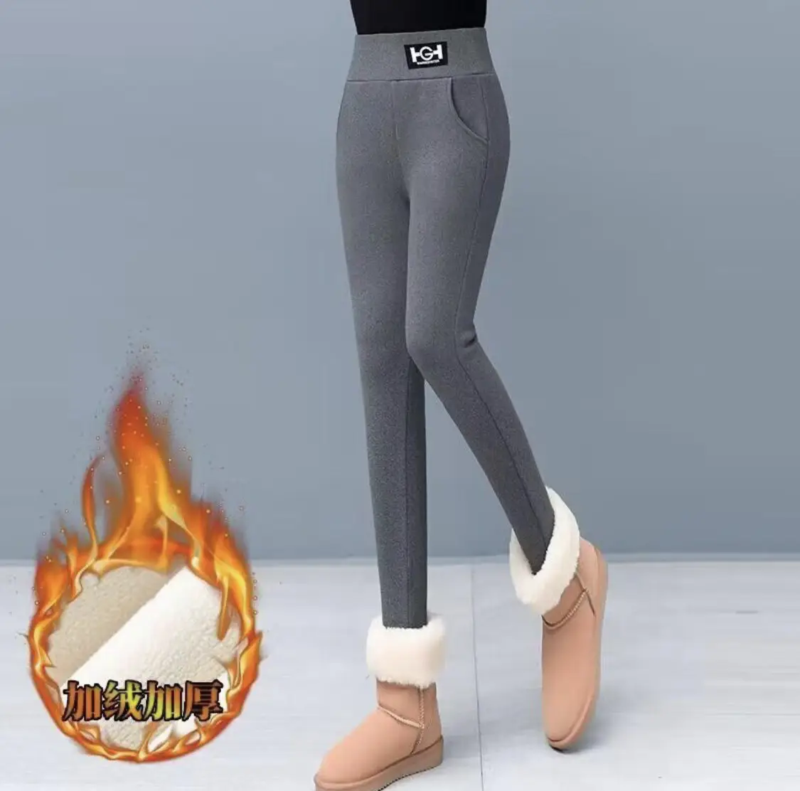 Women Thick Fleece Leggings Black Winter Warm 2026 - Image 2