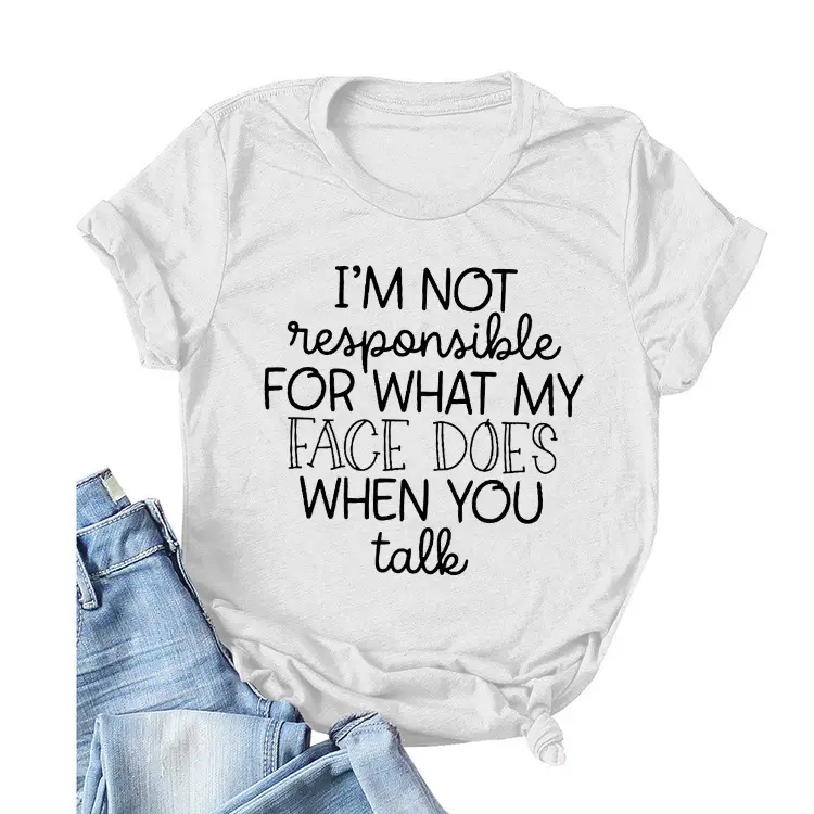 Women's Green T-Shirt "I'm Not Responsible" Round Neck Short Sleeve - Image 24