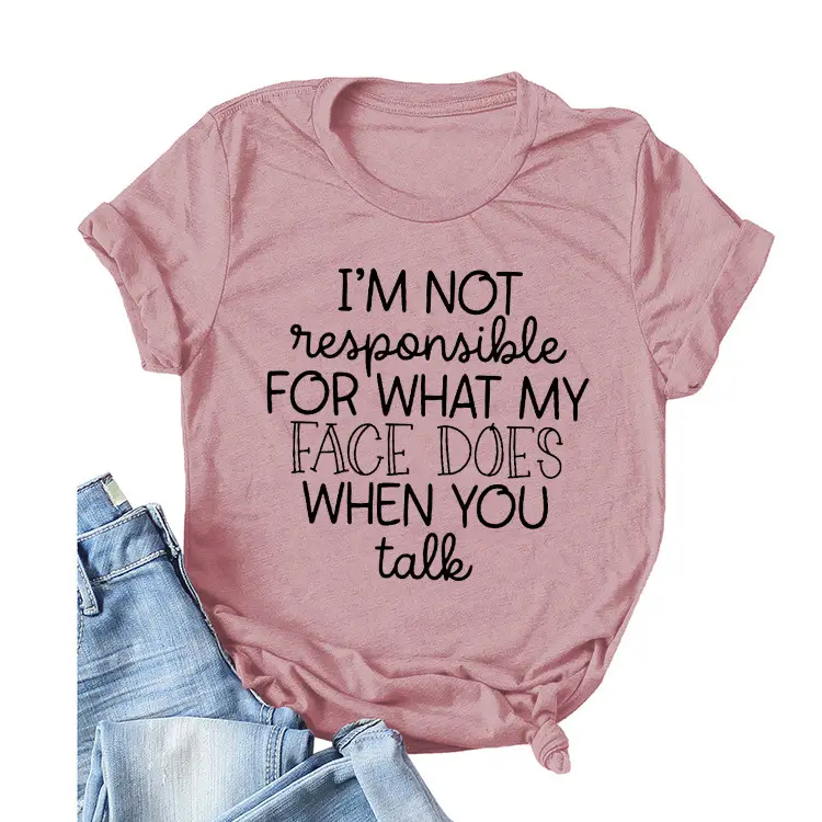 Women's Green T-Shirt "I'm Not Responsible" Round Neck Short Sleeve - Image 26