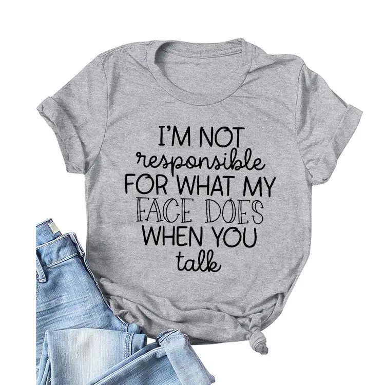 Women's Green T-Shirt "I'm Not Responsible" Round Neck Short Sleeve - Image 27
