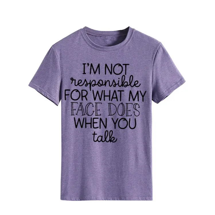 Women's Green T-Shirt "I'm Not Responsible" Round Neck Short Sleeve - Image 18