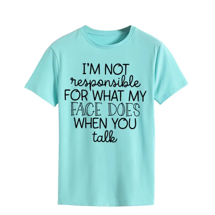 Women's Green T-Shirt "I'm Not Responsible" Round Neck Short Sleeve - Image 7
