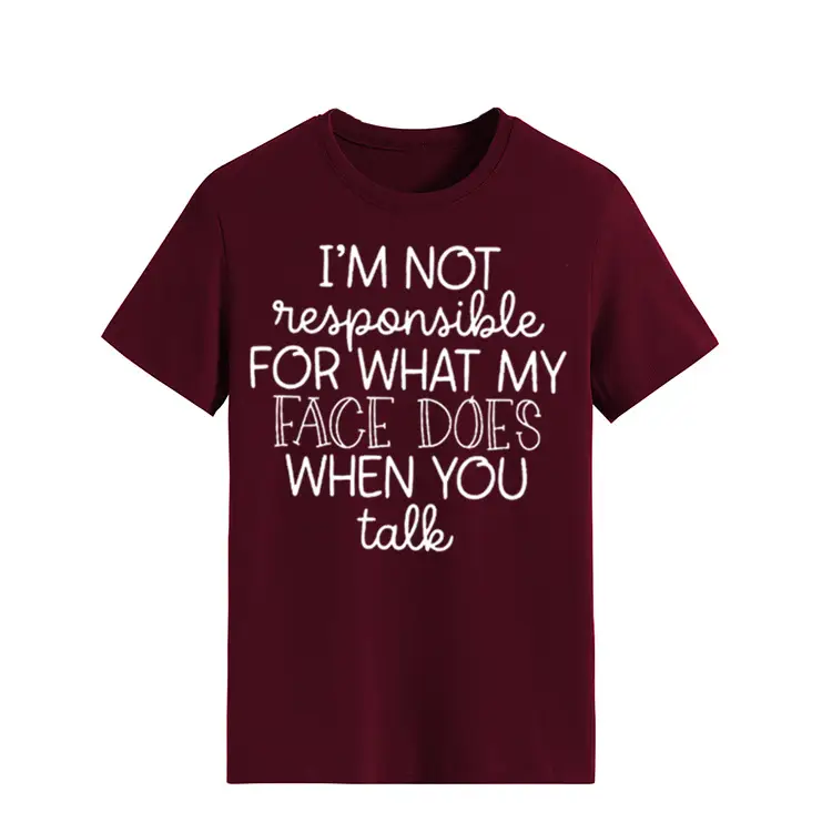 Women's Green T-Shirt "I'm Not Responsible" Round Neck Short Sleeve - Image 9