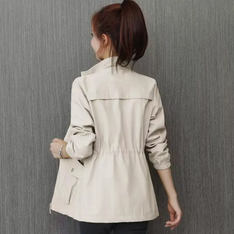 Women's 2025 Slimming Cardigan Coat with Stand Collar Beige - Image 8