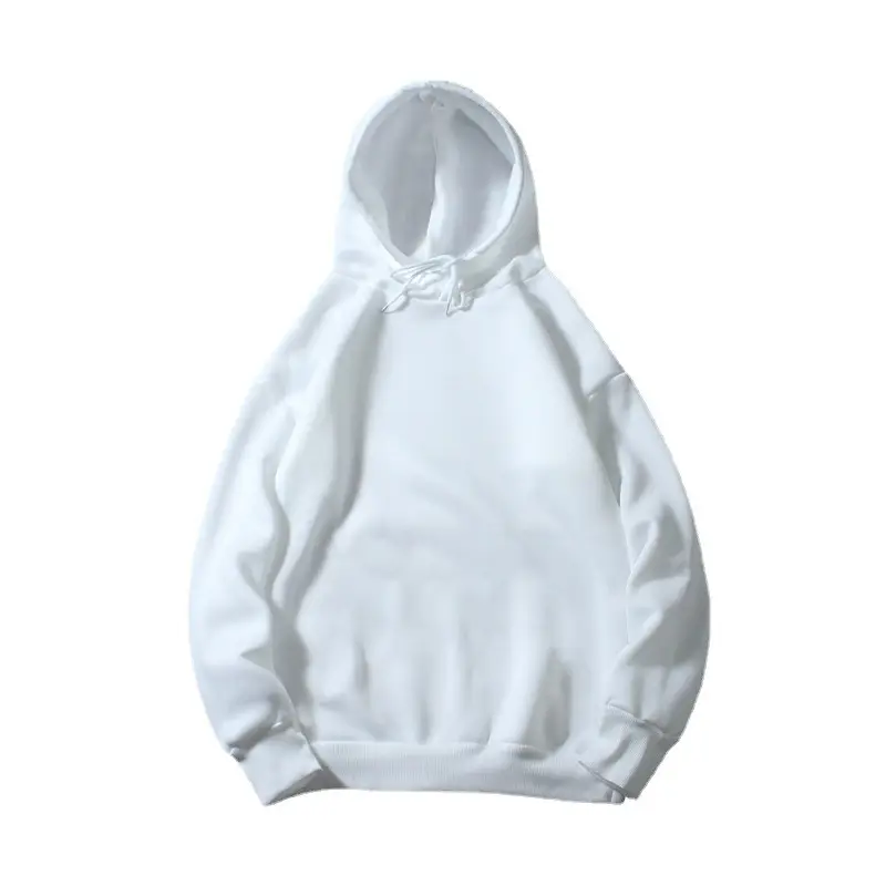 Men's White Hooded Sweatshirt Winter No Pocket - Image 8