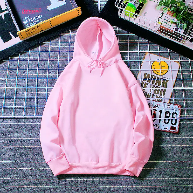 Men's White Hooded Sweatshirt Winter No Pocket - Image 2