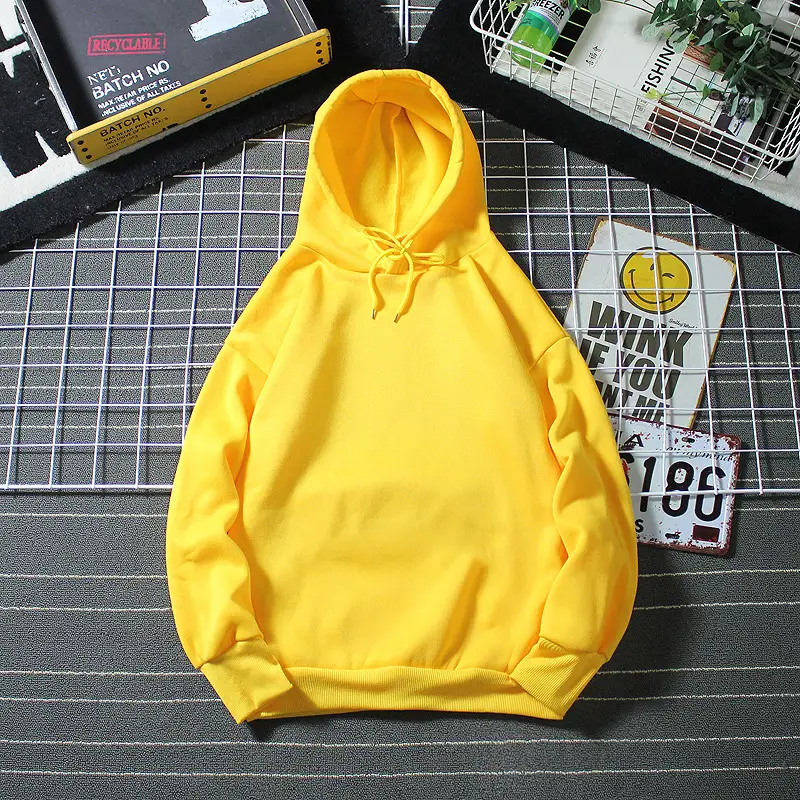 Men's White Hooded Sweatshirt Winter No Pocket - Image 3
