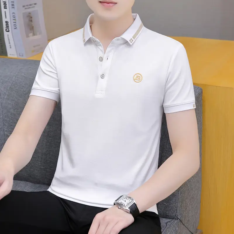 2025 Men's Light Blue Korean Polo T-Shirt Short Sleeve - Image 17