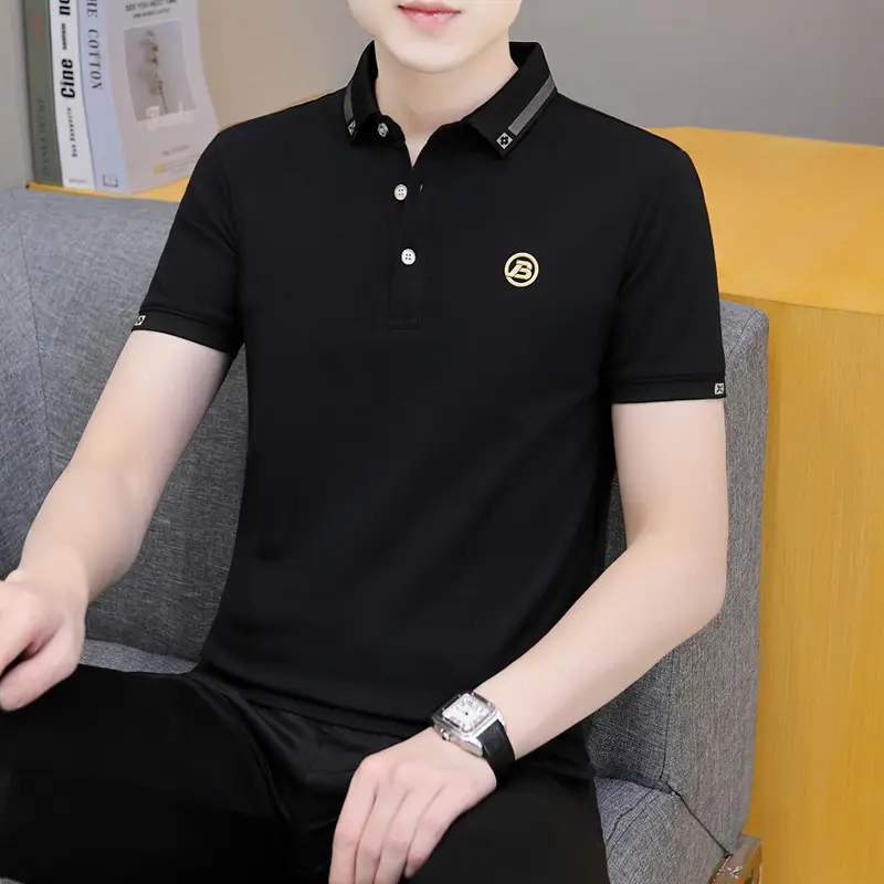 2025 Men's Light Blue Korean Polo T-Shirt Short Sleeve - Image 18
