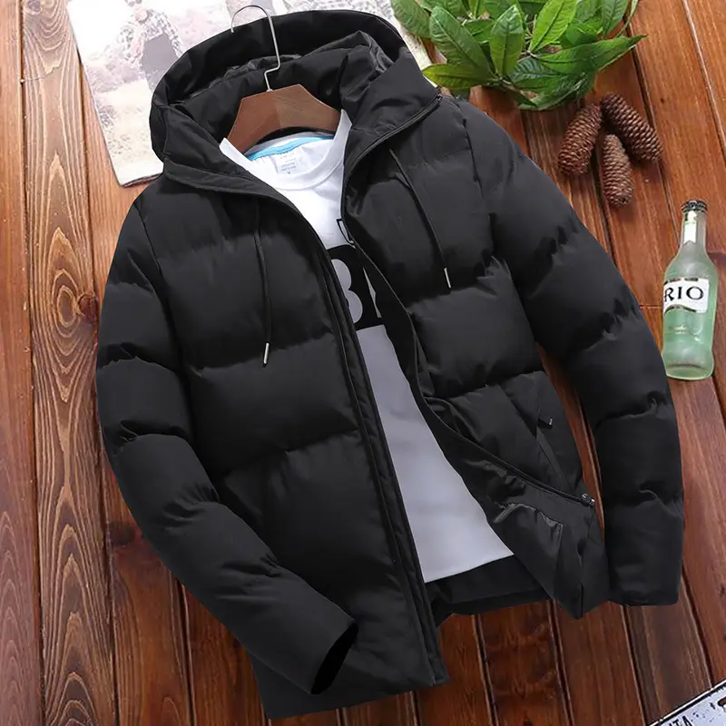 Men's Hooded Cotton Puffer Coat Grey Winter 2022 - Image 2