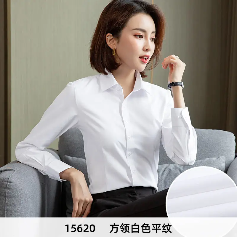 Women's Blue Velvet Button-Down Shirt Short Sleeve Business Wear - Image 2