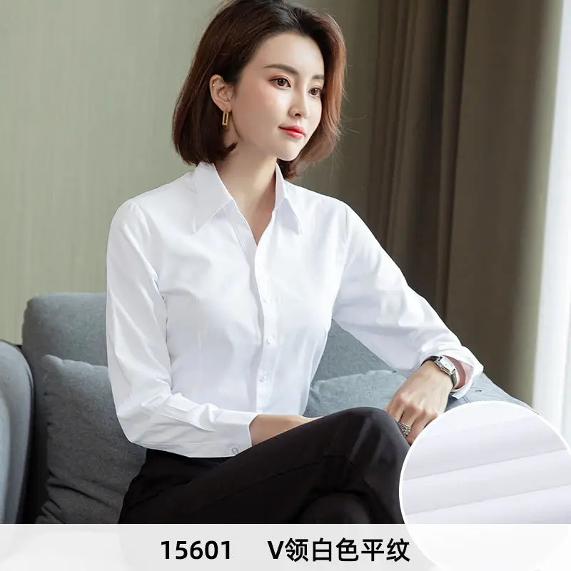 Women's Blue Velvet Button-Down Shirt Short Sleeve Business Wear - Image 3