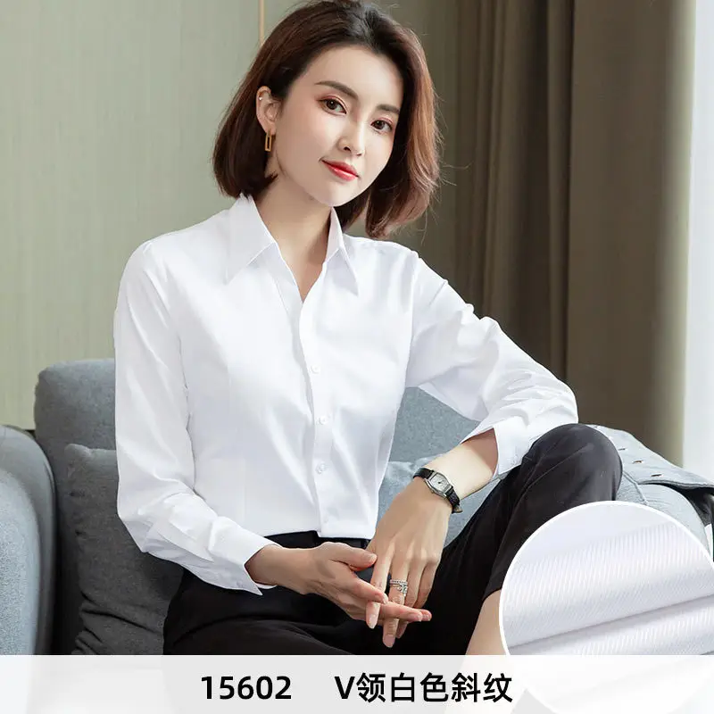Women's Blue Velvet Button-Down Shirt Short Sleeve Business Wear - Image 5