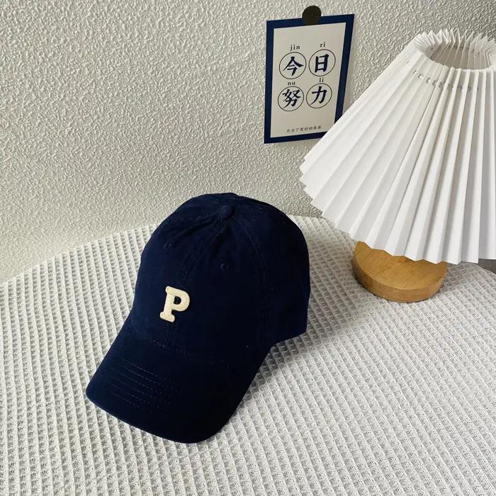 Men's Logo Cap Navy Blue Wash Cotton Autumn Winter - Image 7