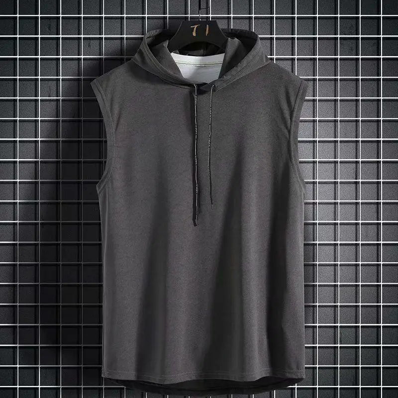 Men's White Sleeveless Hooded T-Shirt