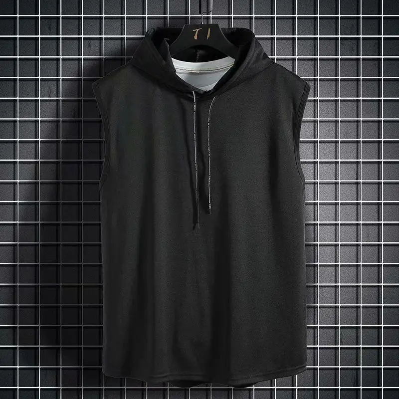 Men's White Sleeveless Hooded T-Shirt