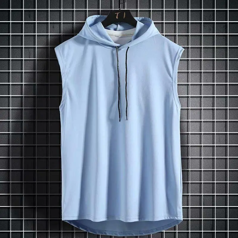 Men's White Sleeveless Hooded T-Shirt