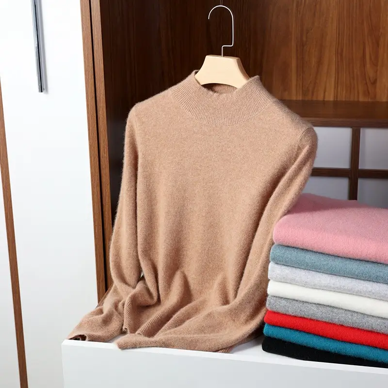 Women's Purple Knit Half-High Neck Sweater - Image 16