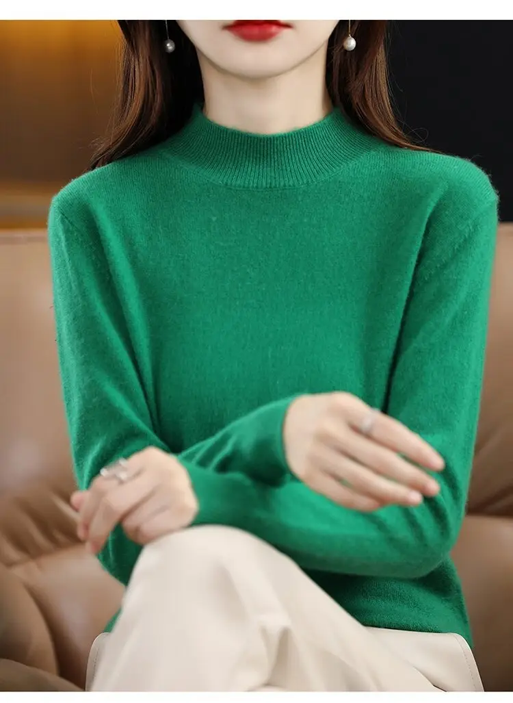 Women's Purple Knit Half-High Neck Sweater - Image 10