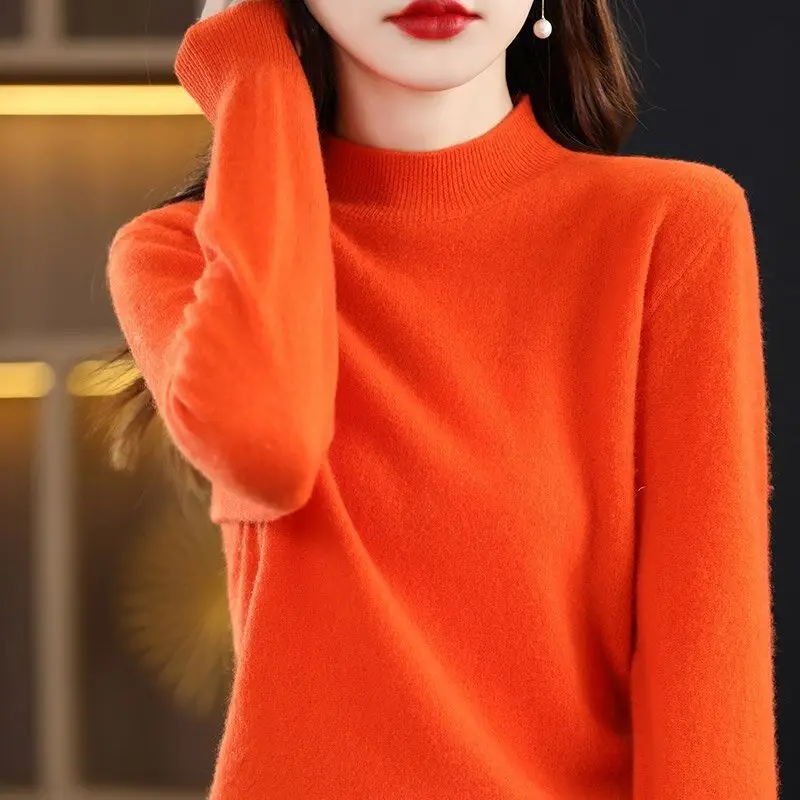 Women's Purple Knit Half-High Neck Sweater - Image 11