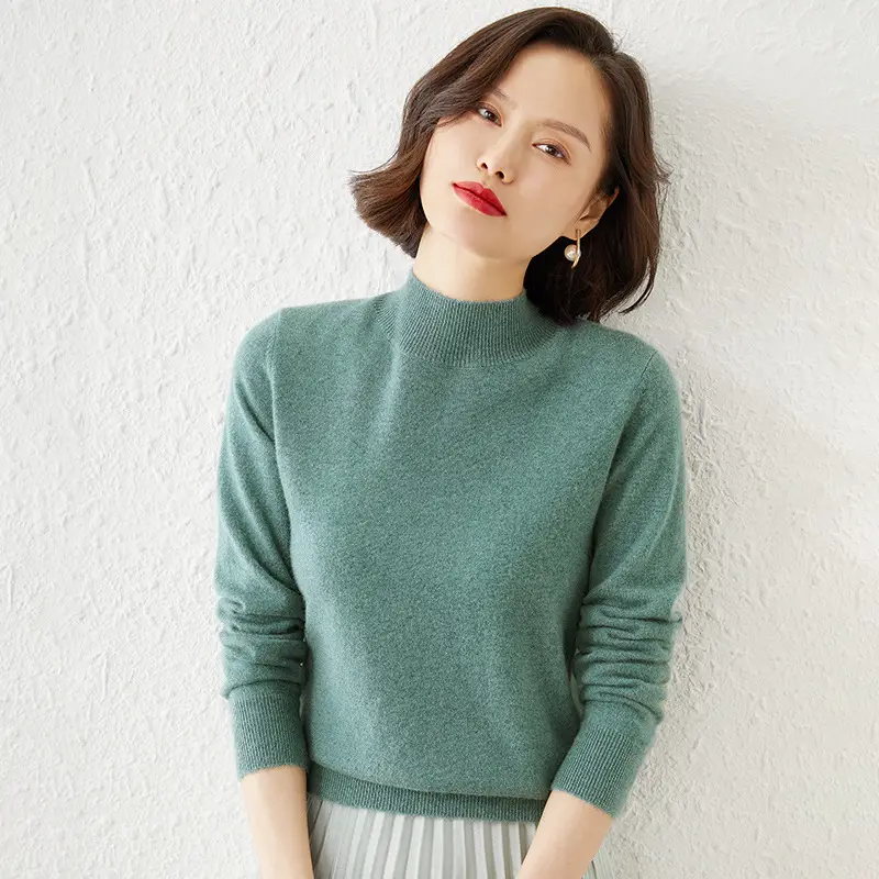 Women's Purple Knit Half-High Neck Sweater - Image 6