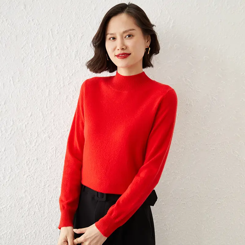 Women's Purple Knit Half-High Neck Sweater - Image 7