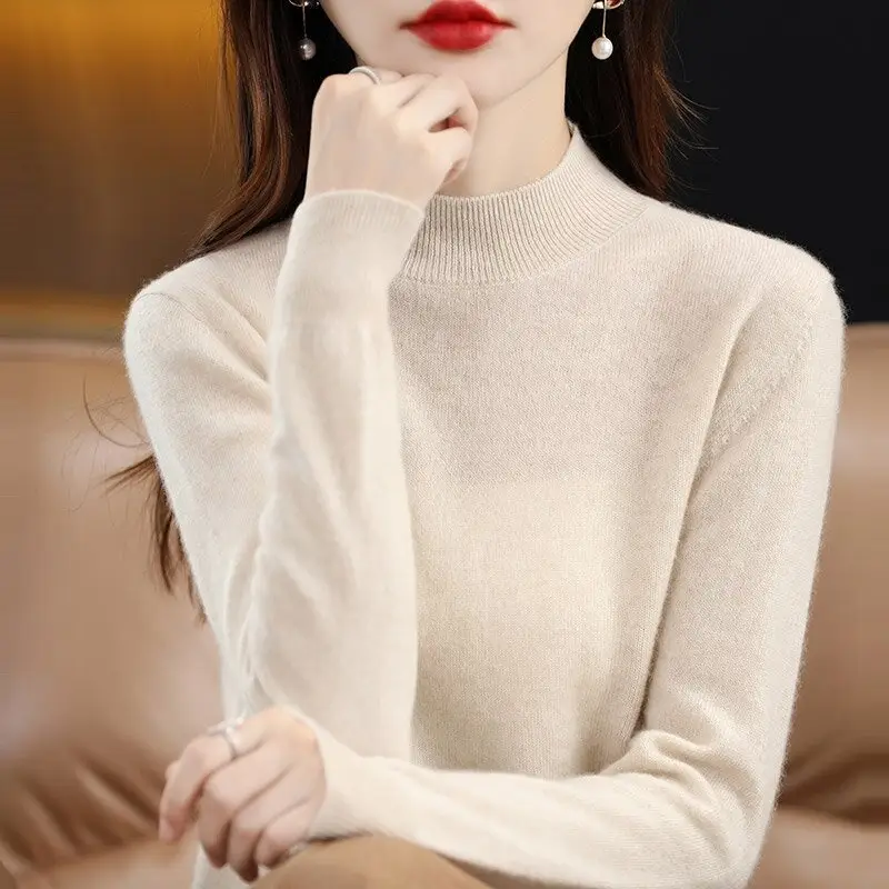 Women's Purple Knit Half-High Neck Sweater - Image 8