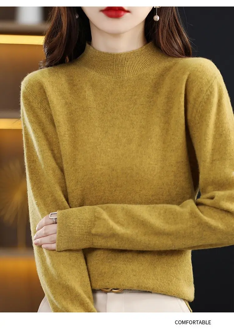 Women's Purple Knit Half-High Neck Sweater - Image 9