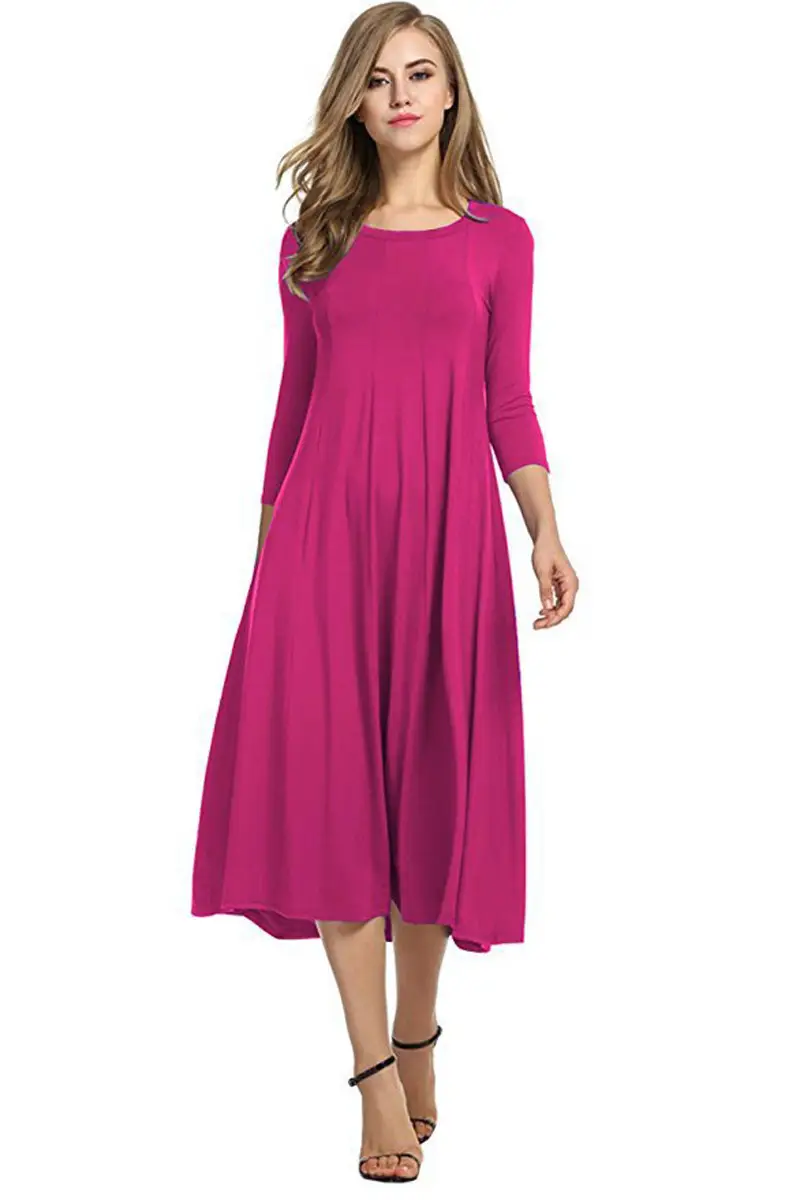Maroon Pleated 3/4 Sleeve Dress Large Hem - Image 10