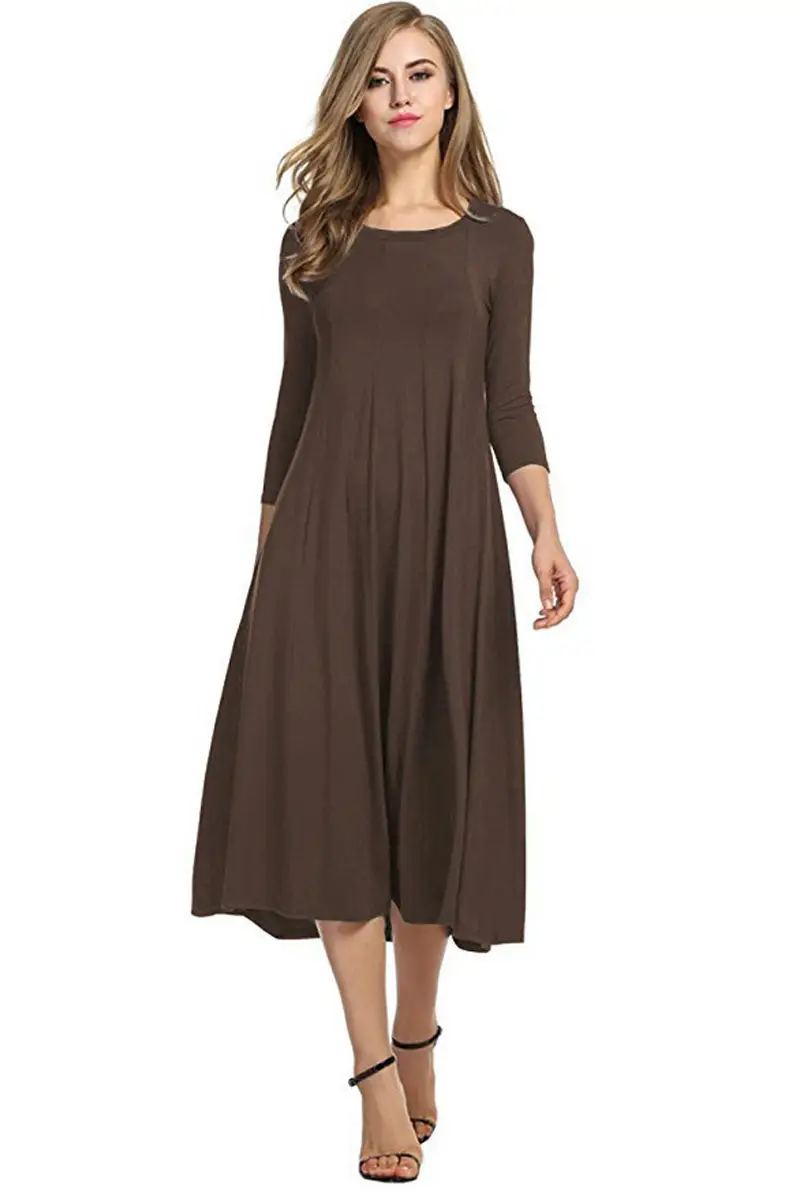 Maroon Pleated 3/4 Sleeve Dress Large Hem - Image 11